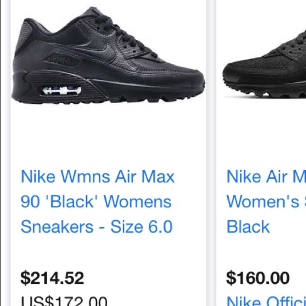 50$ WMNS AIR MAX 90 ALL BLACK BRAND NEW WORN ONCE